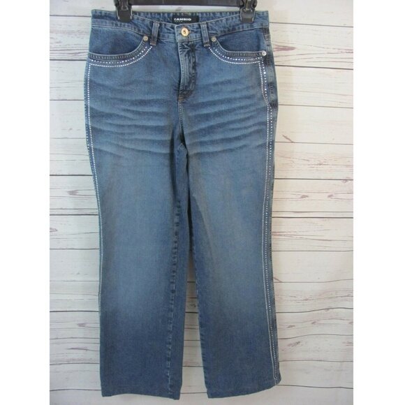 Cambio Jeans Women's Size 8 (28 x 28) Bootcut Medium Wash Mid Rise Rhinestones - Picture 1 of 11
